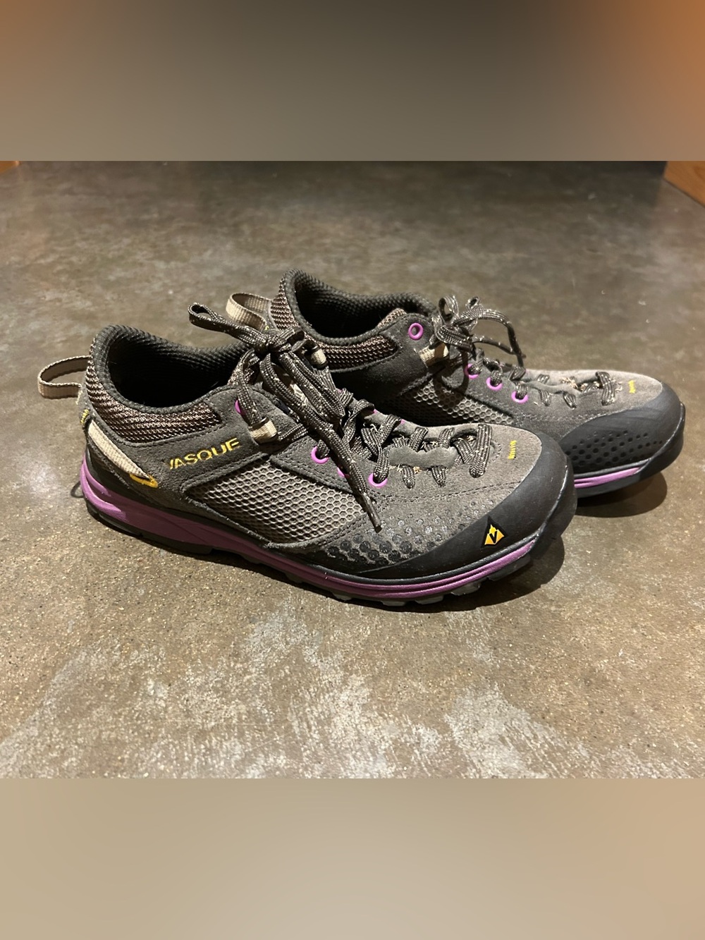 Vasque Women's Gray Athletic Shoe with Purple and Yellow Accents